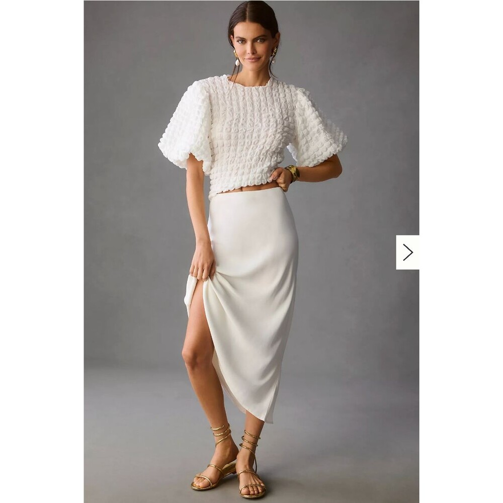 Eri + Ali Anthropologie Bubble Puff-Sleeve Top Textured Minimalist Sz S - Picture 14 of 14